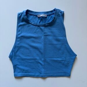 Zara Blue Cropped Tank Top